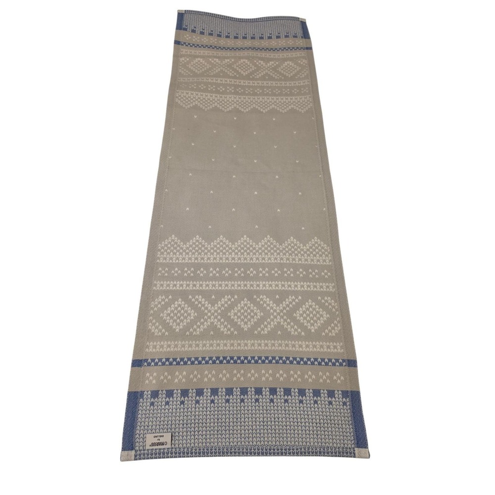 Marius by Ekelund Table Runner Beige Blue Woven Scandinavian Pattern Sweden